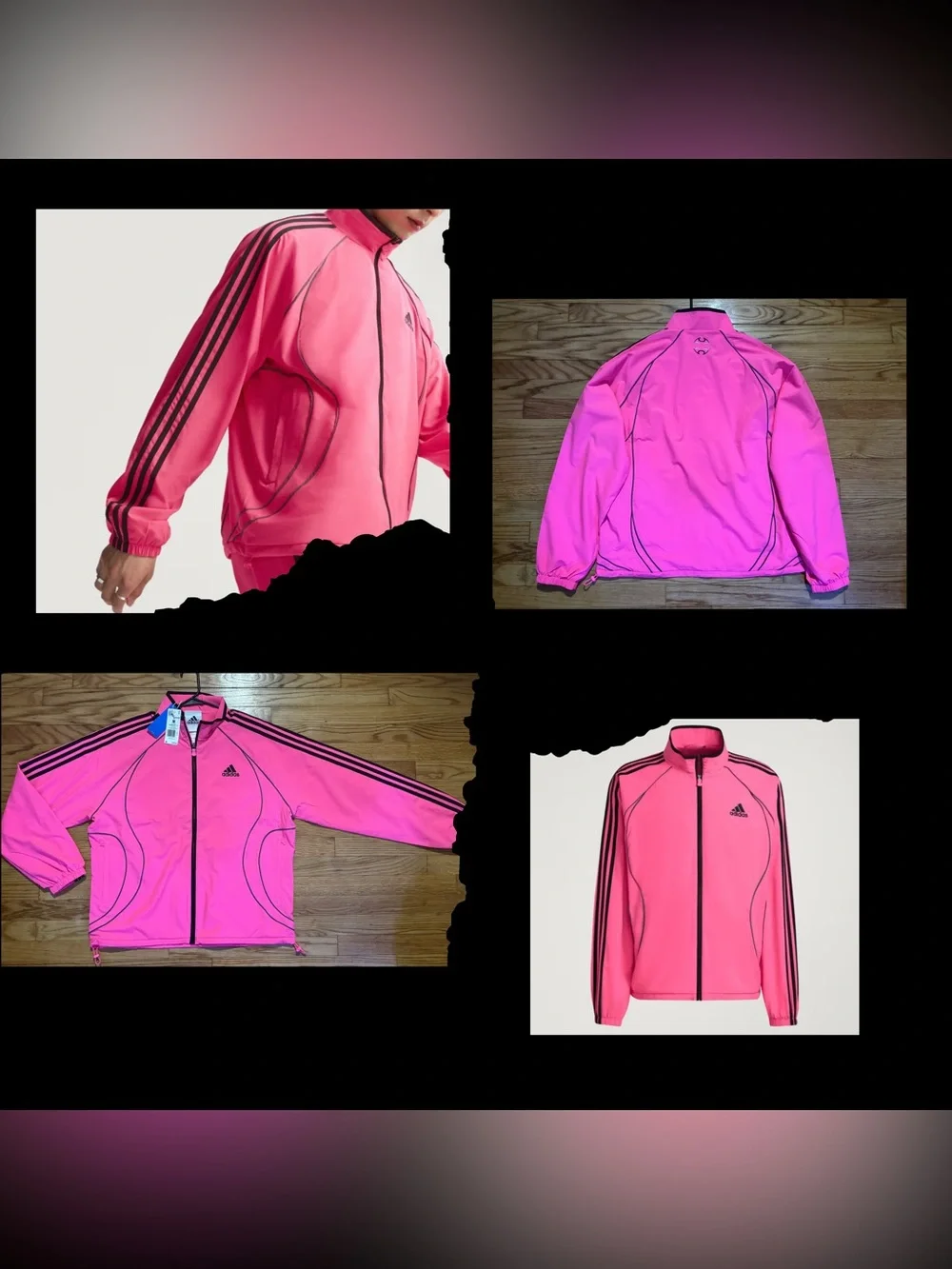 Adidas Teamgeist Adicolor Woven Full Zip Track Jacket Pink Black men’s sz M NEW!